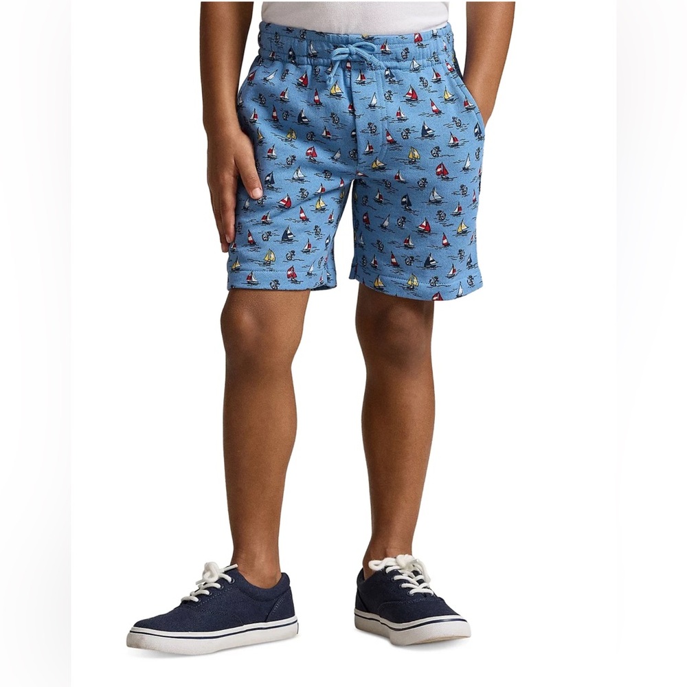 Polo Ralph Lauren Sailboat Print Spa Terry Shorts Toddler Boys 5 Blue Cotton NWT
